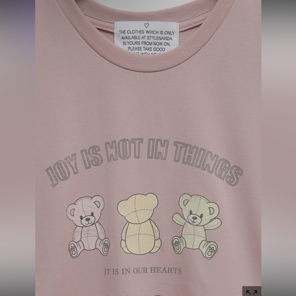 Stylenanda 3ce Korea Teddy Bear Print Cap Sleeve T-Shirt - Picture 8 of 16